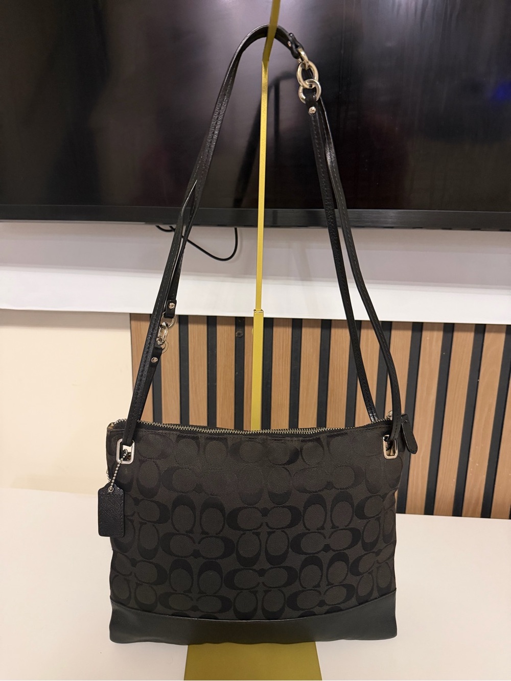 Coach Black Signature Jacquard Shoulder Bag